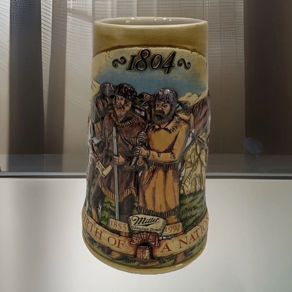 Vintage Miller Beer Birth Of A Nation "Lewis & Clark Expedition 1804" Mug Stein